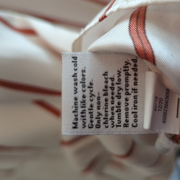 Nine West White & Orange Striped Peplum Blouse V-Neck Women's Size L - Picture 5 of 5